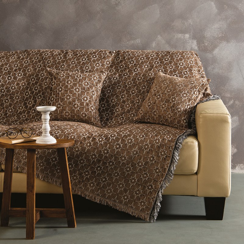 Ριχτάρι Σενίλ Ζακάρ Πολυθρόνας 180x160εκ. Nancy Brown SB HOME (Ύφασμα: Chenille, Χρώμα: Καφέ) - Sb home - 5206864058545